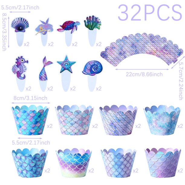 Vajilla desechable con forma de concha de sirena para fiesta de verano en la playa, decoración para fiesta de primer cumpleaños de niña, baby shower