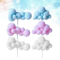 HAMPPLIES Round Ball Cloud Yarn Topper 6Pcs for Cake Decoration and Party Supplies