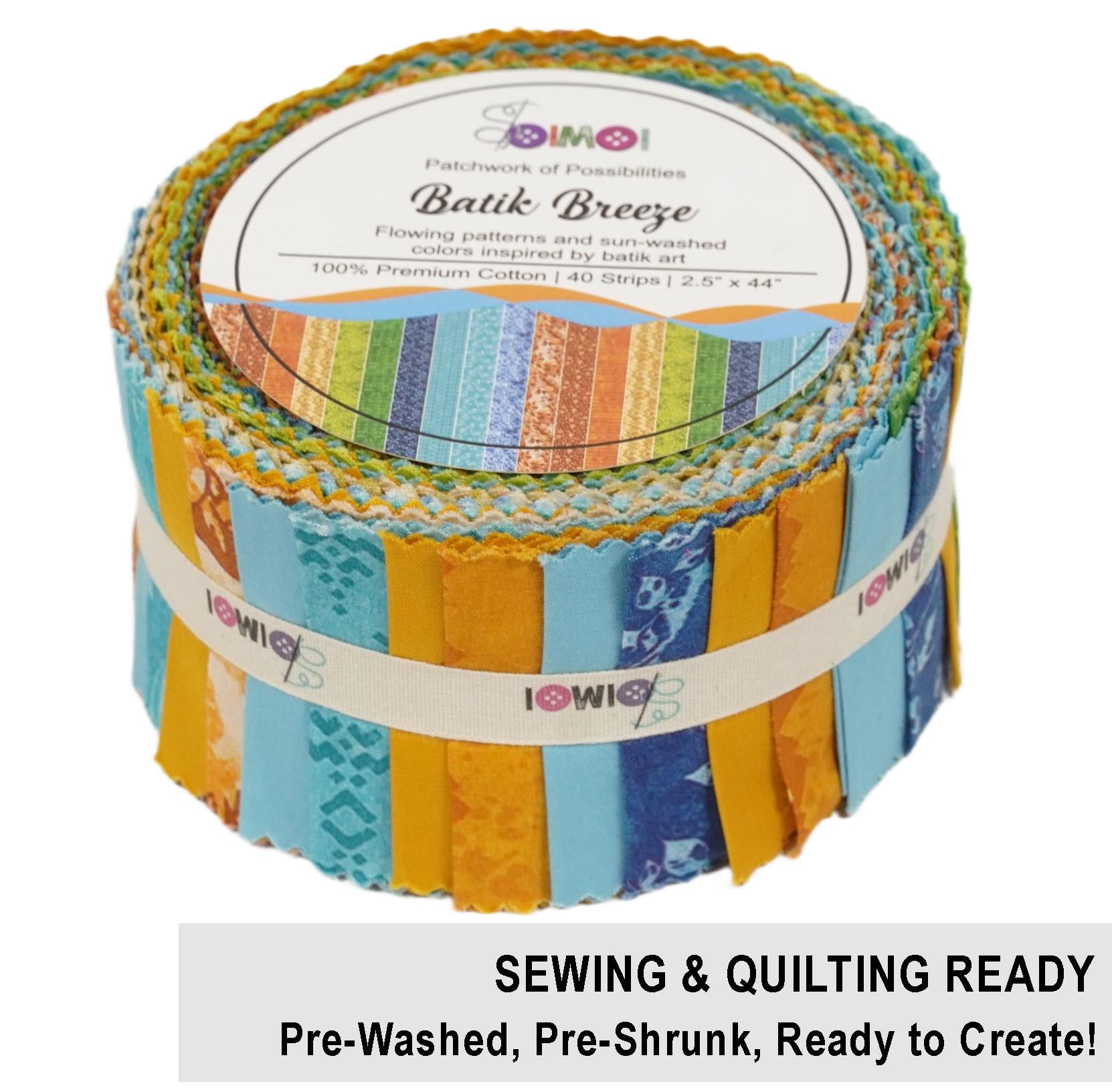 Soimoi Jelly Roll Fabrics for Quilting 40 Strip 2.5" Cotton Strips Bundles, Perfect Quilting Fabric for Craft Project, Precut Quilt Fabirc, Cotton Strips for Home Decor, Blanket, Rugs - Batik Breeze