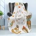thumbnail image 4 of Thanksgiving Soft Flannel Fleece Throw Blanket, Giving Thanks Being Grateful Cartoon Animals Grizzly Bear Wild Mushrooms, Cozy Plush for Indoor and Outdoor Use, 60" x 80", Multicolor, by Ambesonne, 4 of 5