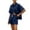Dark Blue, variant on Gfyviroh Women 2 Piece Denim Sets Button Open Front Short Sleeve Shirts and Button/Drawstring Shorts Sets Summer Comfortable Pockets Outfit Sets
