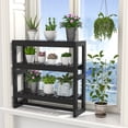 thumbnail image 4 of Bambloom Over The Toilet Storage Bathroom Shelves,Wall Mounted 3 Tier Space Saver Corner Shelf Organizer,Bamboo Towel Rack Toilet Paper Cabinet with Hanging Rod,Black, 4 of 7