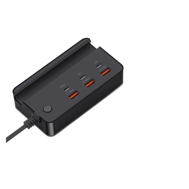 35W 6-Port USB Type C Fast Charging Desktop Power Strip with Phone Holder