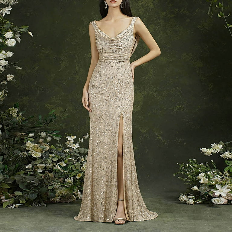 Summer women's sleeveless dress hanging neck sequin dress Summer women's sleeveless dress hanging neck sequin dress