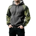 thumbnail image 5 of Men's Pullover Hoodie with Camouflage Print Raglan Sleeves and Adjustable Drawstring Hood Casual Fit Sweatshirt Top Dark Gray 2XL, 5 of 5