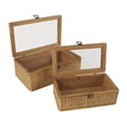 thumbnail image 6 of DecMode Handmade Woven Rattan Brown Rattan Decorative Box with Glass Tops and Bronze Latches, 2 Count, 6 of 10