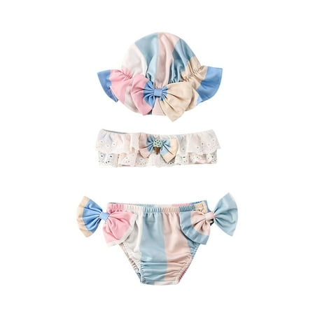 

Izhansean Newborn Infant Baby Girls 3PCS Bikini Swimsuit Floral Swimwear Bathing Suit Blue 18-24 Months