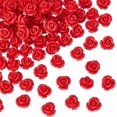 thumbnail image 1 of 1 caja de 80 cuentas de flores de San Valentín a granel, cuentas de rosa de 10 mm, piedras preciosas talladas con cinabrio, cuentas rojas detalladas con forma de preciosas flores., 1 of 5