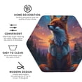 thumbnail image 4 of Honeii Starry Sky Meditating Fox Print Leather Coaster Set of 6, Ideal for Safeguarding Your Furniture from Drinks Spills and Effortless Cleanup,Hexagon, 4 of 7