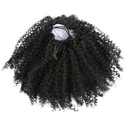 Eease Black Kinky Curly Ponytail Hair Extensions Clip in Drawstring Hairpieces Wig
