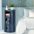thumbnail image 6 of 3 Drawer Sliding Barrel Modern Bedroom Nightstand, Navy Blue, 6 of 8