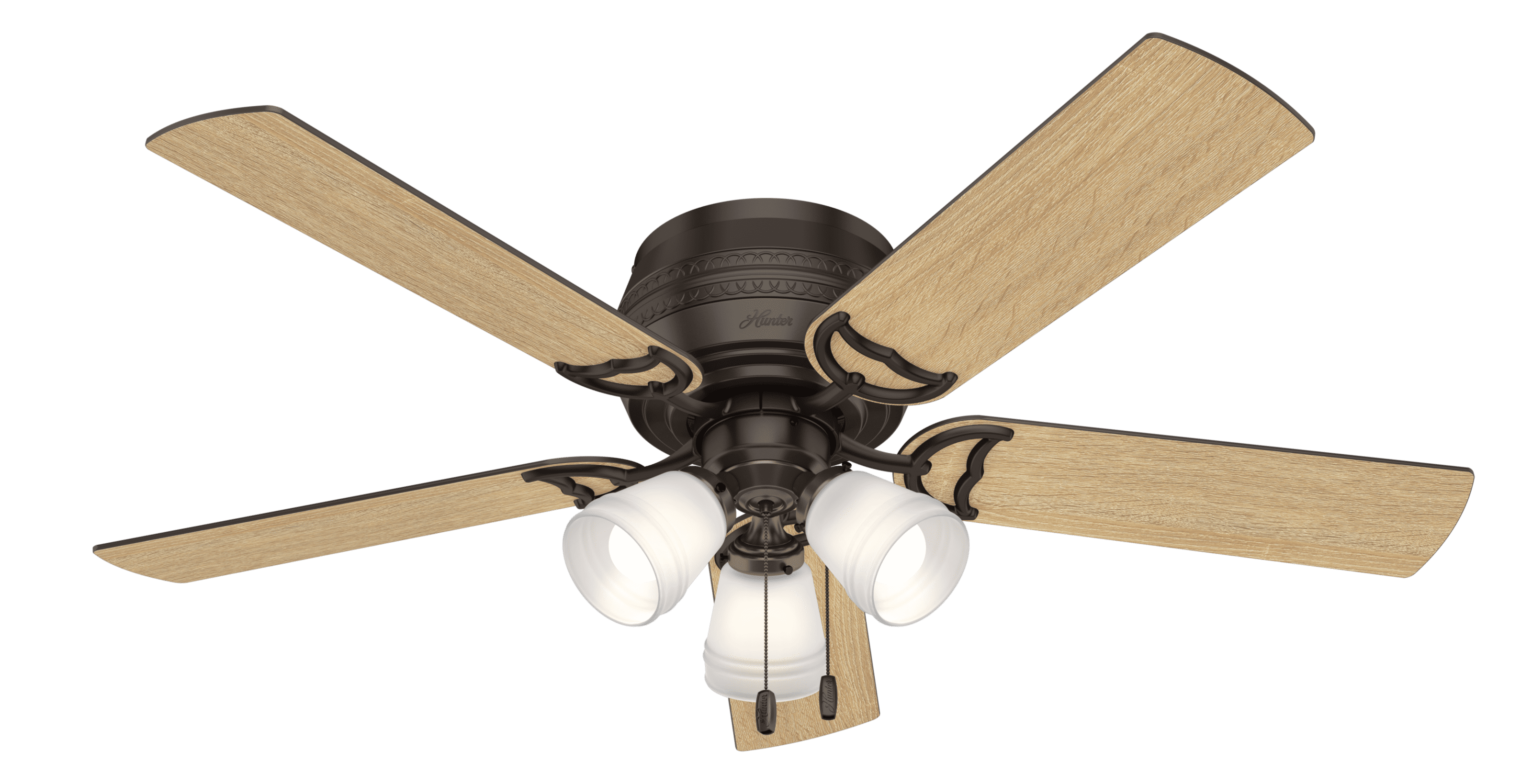 Hunter 52" Prim Premier Bronze Ceiling Fan with Light Kit and Pull