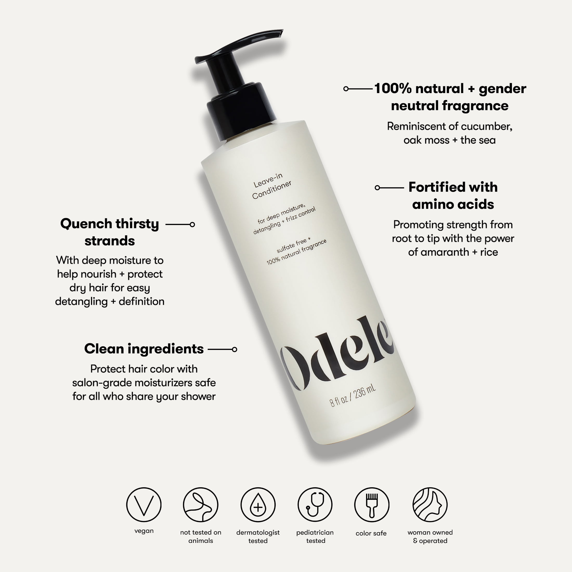 Odele Leave-In Conditioner for Deep Moisture + Frizz Control, All Hair Types, 8 fl oz