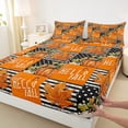 thumbnail image 3 of Homewish Orange Pumpkin 4 Pieces Queen Sheet Sets for Kids Teens,Happy Fall Autumn Harvest Ultra Soft Flat Sheet,Geometric Plaid Grid Queen Fitted Sheet,Lightweight Room Decor, 3 of 7