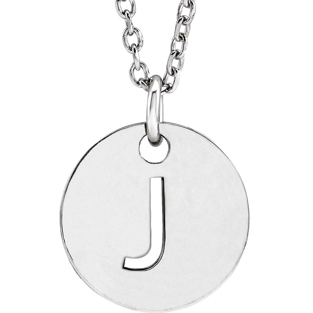 925 Sterling Silver Letter Name Personalized Monogram Initial J 10mm 16-18 Inch Polished Initial Dangle Necklace Pendant