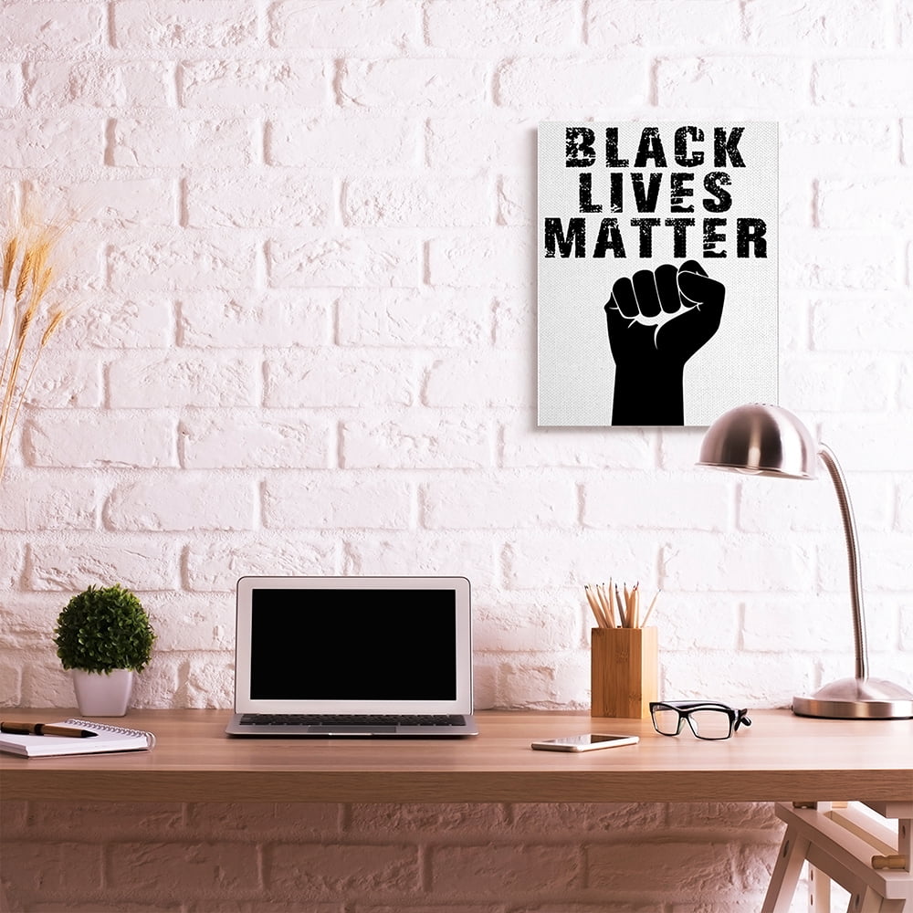 Stupell Industries Black Lives Matter Distressed Typography Raised Fist Canvas Wall Art by Marcus Prime