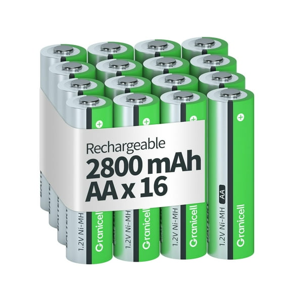 Pilas recargables Granicell AA 2800 mAh 1,2 V, paquete de 16