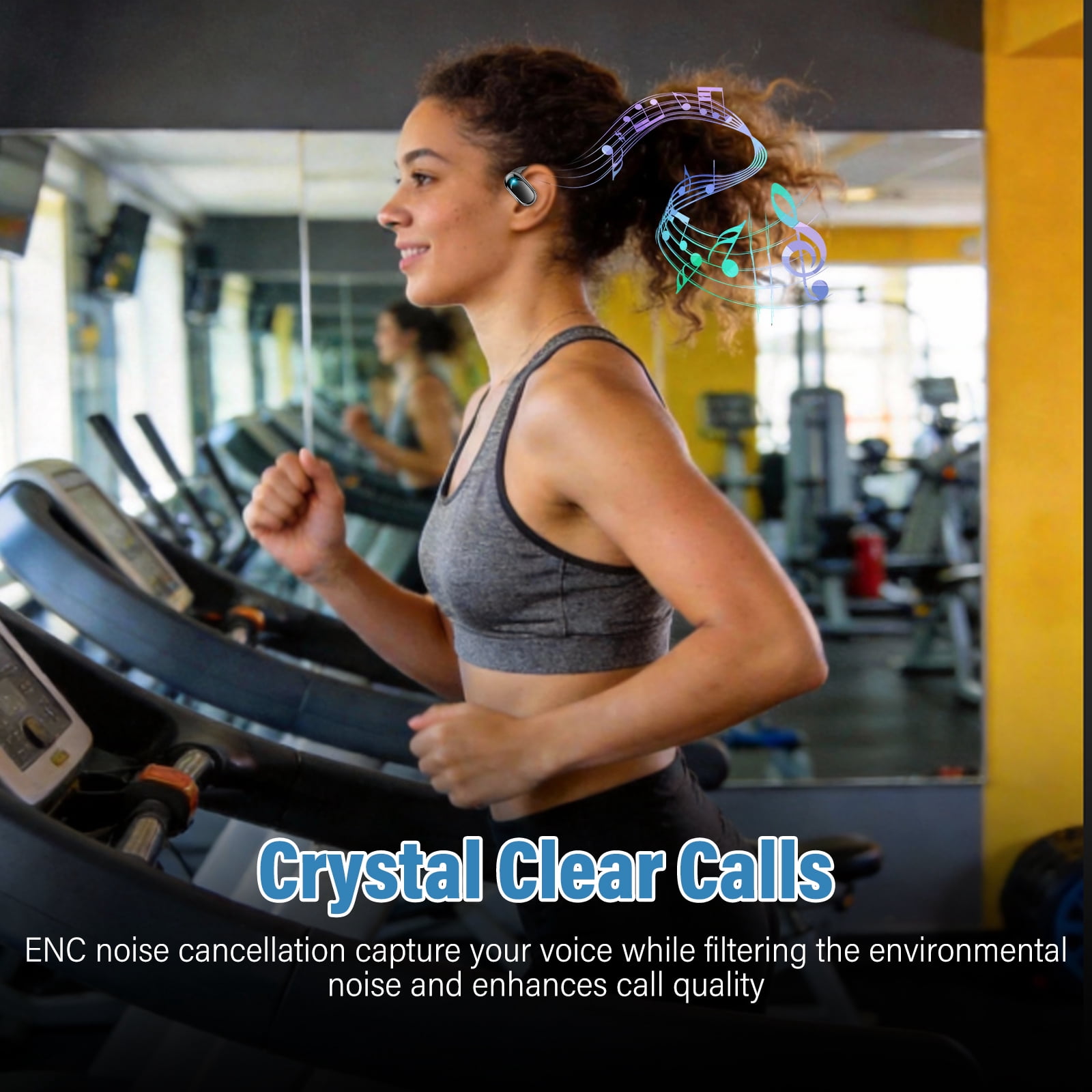 Open Ear Earbuds, Bluetooth 5.4 Headphones, HD Stereo Bass Wireless Earphones with Earhooks, 58Hrs Playtime, IP7 Waterproof for Fitness, Cycling, Sports