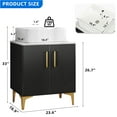 thumbnail image 3 of Dextrus Bathroom Vanity with Countertop Sink Combo 24 Inch, Modern Bathroom Storage Cabinet with Drain & Door, Black and Gold, 3 of 9