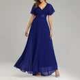 thumbnail image 4 of Robes d'Invitée de Mariage pour Femmes Portefeuille à Col en V en Mousseline Maxi Cocktail Soirée Bal Robe Élégante Longue Robe de Demoiselle d'Honneur, 4 of 7