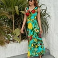 thumbnail image 4 of Maxi Dress Vintage Fruit Print Dress Summer Floral Print Korean Fashion Bohemia Long Dresses Women High Waist Custom Beach Maxi Dress, 4 of 7
