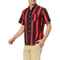 thumbnail image 4 of INSPIRE CHIC Men's Summer Striped Short Sleeves Beach Hawaiian Shirt S Dark Red, 4 of 6