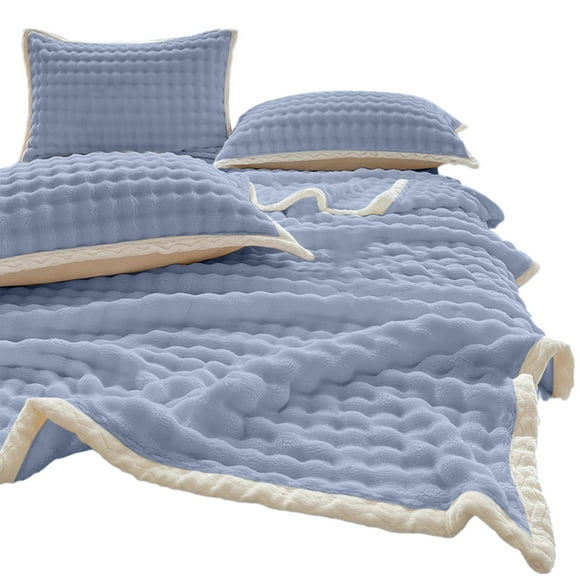 Rbaofujie Couverture Grand Lit Couverture en Molleton à Bulles Douce Chaude et Douce Couche Simple Double Face Toutes Saisons Couverture Peluche Unie Couverture Rafraîchissante