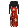 thumbnail image 4 of WXLWZYWL Women's Christmas Dresses Casual Vintage Print Round Neck Long Sleeve Dress Outs Fall Winter Dresses Loose Maxi Dresses, 4 of 5