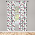 thumbnail image 3 of Ambesonne Floral Curtains, Striped Leaves Flowers Art, Pair of 28"x95", Hot Pink and Cadet Blue, 3 of 4