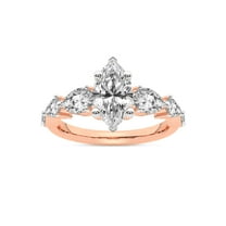 IGI Certified 3 Carat Marquise Shape Lab Grown Diamond Engagement Ring | 14K Rose Gold | Frances Side Stone Diamond Ring | FG-VS1-VS2 Quality Friendly Diamonds