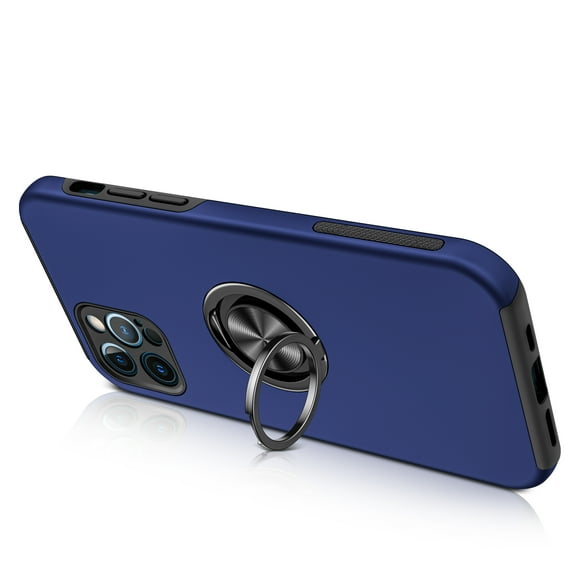 For iPhone 13 Pro Max CHIEF Oil Painted Magnetic Ring Stand Hybrid Case Cover - Dark Blue