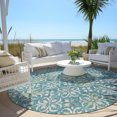 thumbnail image 6 of Addison Rugs Chantille Indoor/Outdoor Transitional Floral Teal Washable Round Rug, 8' x 8', 6 of 6