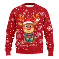 thumbnail image 5 of Christmas Sweatshirt for Men Women Long Sleeve Loose Casual Crewneck Ribbed Texture Snowflake and Reindeer Print Pullover, 5 of 6