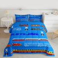thumbnail image 2 of Homewish Modern Railway Truck Full Size Comforter Sets,Vehicle Train Bedding Comforter Set,Blue Orange Bedding Sets For Teens,Breathable Home Decor Reversible,3pcs, 2 of 8