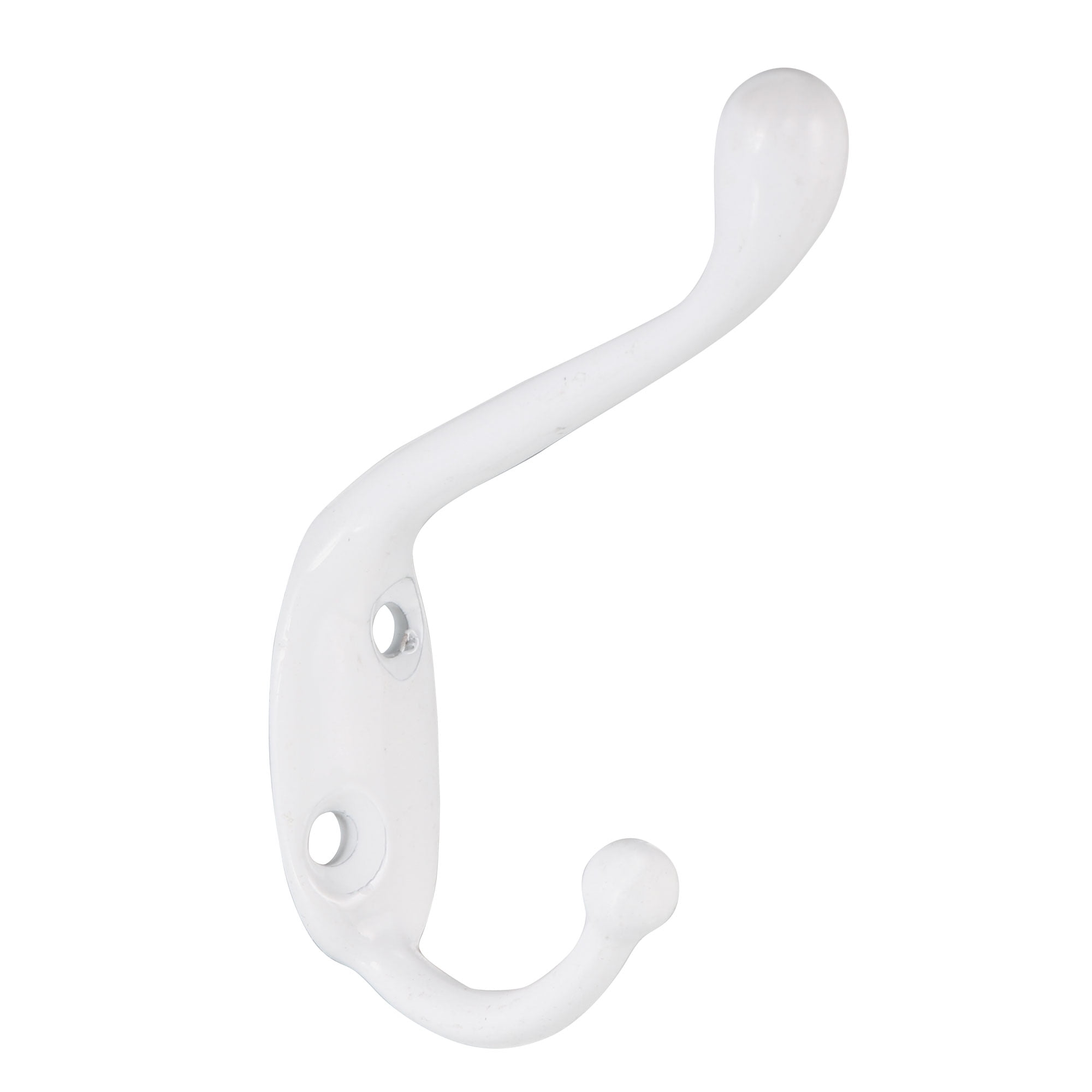 2pcs Dual Prong Coat Hooks Wall Mounted Utility White Hook 80mm x 17mm x 55mm