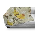 thumbnail image 2 of Flower Soft Flannel Fleece Throw Blanket, Classy Spring Floral Narcissus Branch Pattern with Dots and Line Artwork, Cozy Plush for Indoor and Outdoor Use, 70" x 90", Yellow Khaki Cream, by Ambesonne, 2 of 5