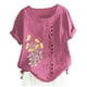 thumbnail image 3 of Camiseta Casual de Manga Corta con Botón de Cuello Redondo de las Mujeres, Tops Cortos para las Mujeres, 3 of 4
