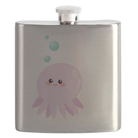 CafePress - Cute Pink Octopus Flask - Stainless Steel Flask 6oz Drinking Flask