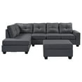 thumbnail image 4 of Euroco Reversible Sectional Sofa 6 Seat Couch with Storage Ottoman, L-shape Sofa with Rivet for Living Room, Dark Gray, 4 of 8