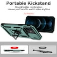 thumbnail image 3 of Allytech Case for iPhone 12 Mini 5.4", 360°Rotation Magnetic Metal Finger Ring Holder Magnetic Card Holder Inner Silicone+Hard PC Sliding Camera Protective Case for iPhone 12 Mini 2020, Darkgreen, 3 of 7