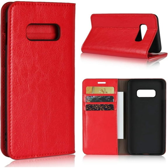 Samsung Galaxy S10e/S10 Lite Wallet Case, Premium Leather Folio Flip Case Cover Book Design with Kickstand Feature with Card Slots/Cash Compartment for Samsung Galaxy S10e/S10 Lite - Red
