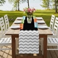 thumbnail image 4 of Black Grey 36 Inch Table Runner, Geometric Chevron Print Wavy Striped White Farmhouse Dresser Scarf Cotton & Linen Tablerunner for Dining/Kitchen Island/Holiday Party Décor Small 13" x 36", 4 of 9