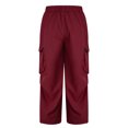 thumbnail image 2 of TiaoBug Kids Girls Cargo Pants Casual Pure Color Trousers Hip Hop Dance Costume4-14 Burgundy-A 120, 2 of 7