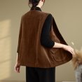thumbnail image 4 of thefmos Women's Sleeveless Knit Vest with Chest Pocket Solid Color Casual Coat Fashion Spring Fall Outfit, Coffee XL, 4 of 4