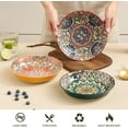 thumbnail image 3 of Ceramic Pasta Bowls Set - 8 inch 32 oz Serving Bowls, of 6, Colorful Dinner for Soup,Salad, and Pasta, Kitchen, Microwave, Dishwasher Safe, mexican, Bohemian Style, 3 of 3