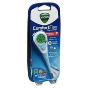 Vicks ComfortFlex Digital Thermometer 1 EA Digital Thermometer for Kids or Adults, for Rectal, Oral or Underarm Use, Color Coded Digital Display Indicates Fever