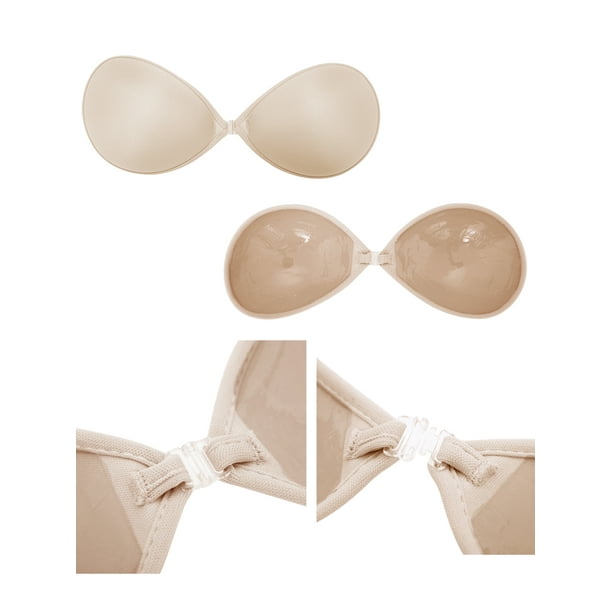 Invisible Bra as Adhesive Pads Push Up Bra Strapless Bra Invisible Bra  Wireless Shaping Front Closure Reusable Straps Silhouette Bra, beige :  : Fashion
