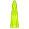 thumbnail image 3 of YUUMIN Costumes de Danse Lyrique pour Femmes Jupe Fluide avec Strass Robe Maxi Fendue Danse Moderne Vert Fluorescent m, 3 of 5