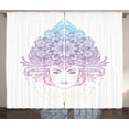 thumbnail image 1 of Diva Curtains 2 Panels Set, Tribal Fusion Boho Diva Wearing a Crown Ornamented with Lotus Flower, Window Drapes for Living Room Bedroom, 108W X 90L Inches, Fuchsia Purple Blue Yellow, by Ambesonne, 1 of 3