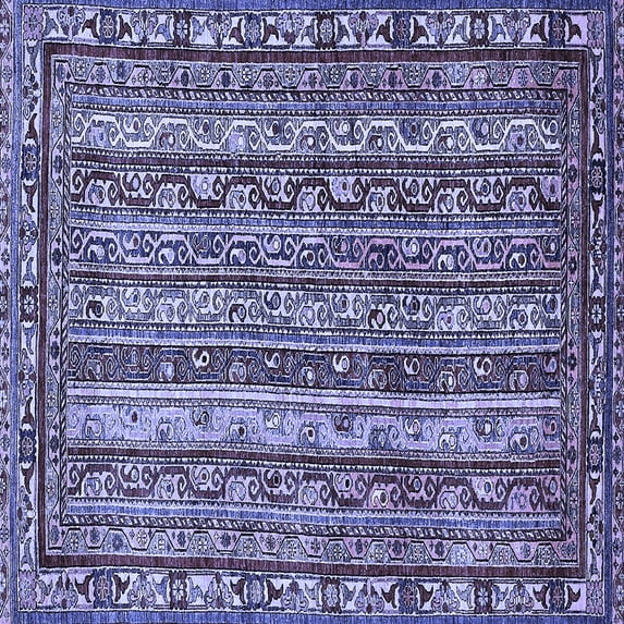 Ahgly Company Machine Washable Indoor Square Abstract Blue Modern Area Rugs, 7' Square